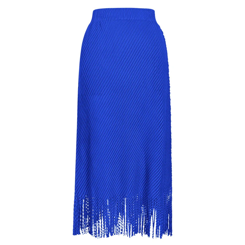 Saia de verão de cintura alta, cor lisa, com tassel e super versátil. Combine com tudo! Confortável e estilosa, ideal para seus looks de verão. — foto 31