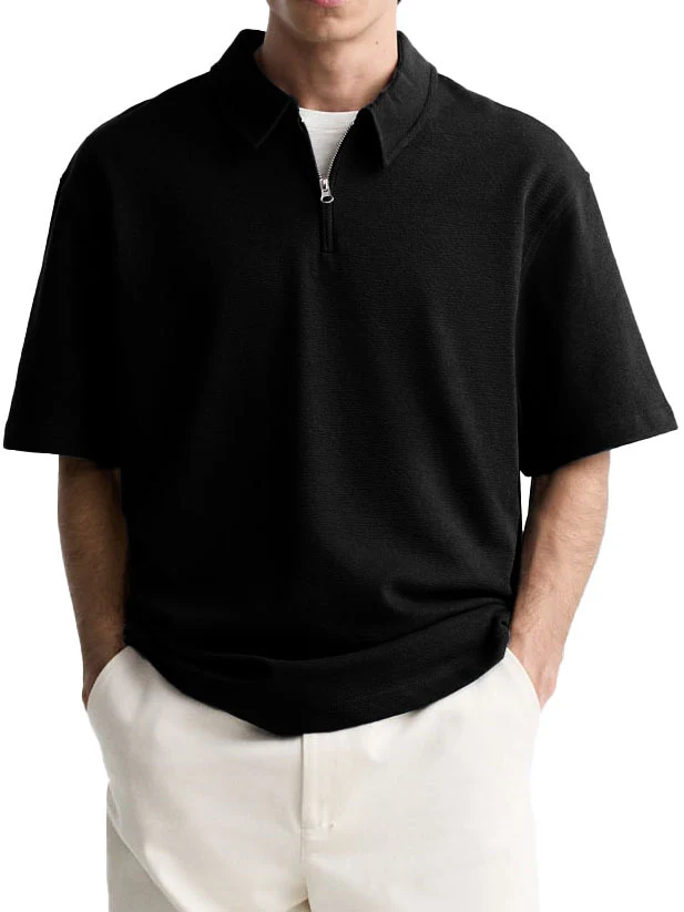 Camisa Polo Masculina Casual com Zíper Confortável e Respirável com Lapelas — foto 6
