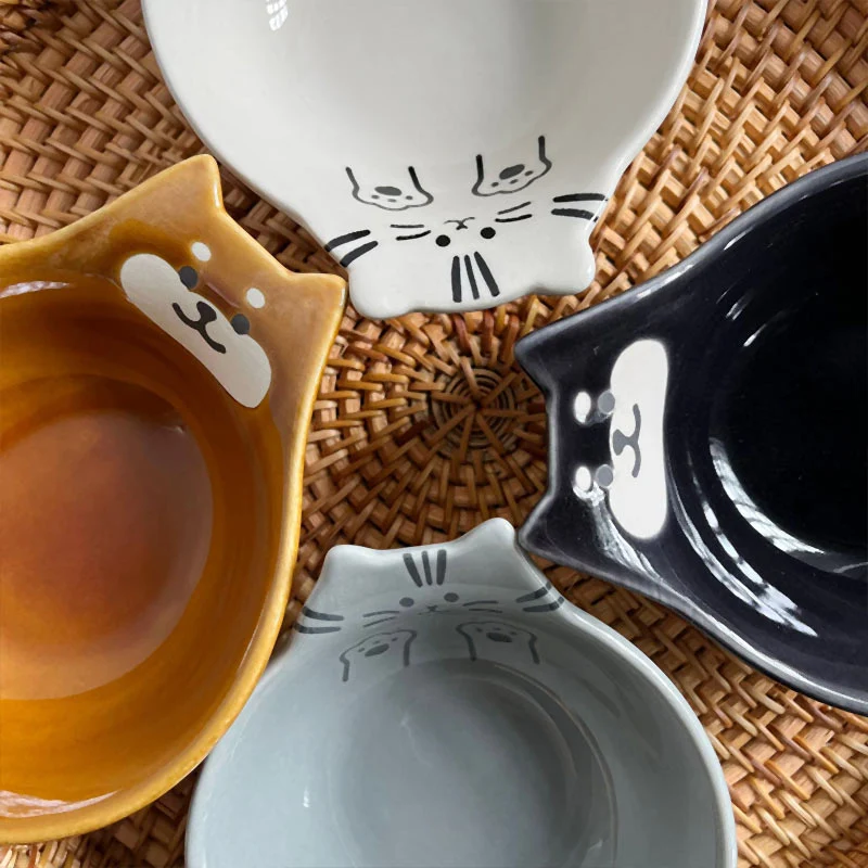 Title 9, Cartoon Cat Bear Ceramic Plate for Household So...