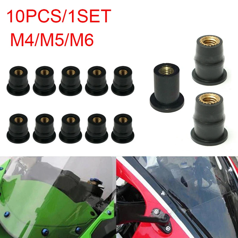 Motorcycle Modified Windshield Rubber Nut Brass Nut Expansion Rubber Well Nut Riveting Fasteners 10, secure and durable — photo 12