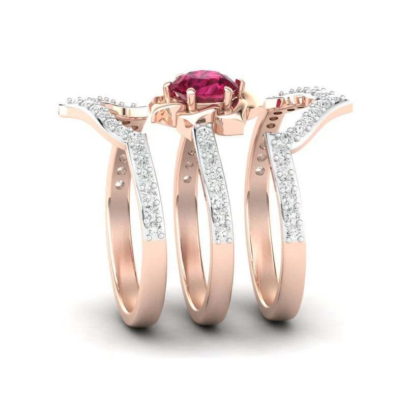 Title 3, Anel de flor rosa dourado requintado Joia de pr...