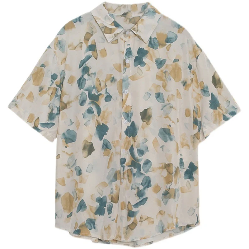 Title 3, Vintage chiffon shirt met korte mouwen en print...
