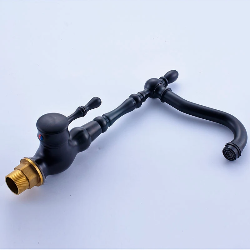 Title 3, Black Bronze Kitchen Sink with Ceramic Handle F...