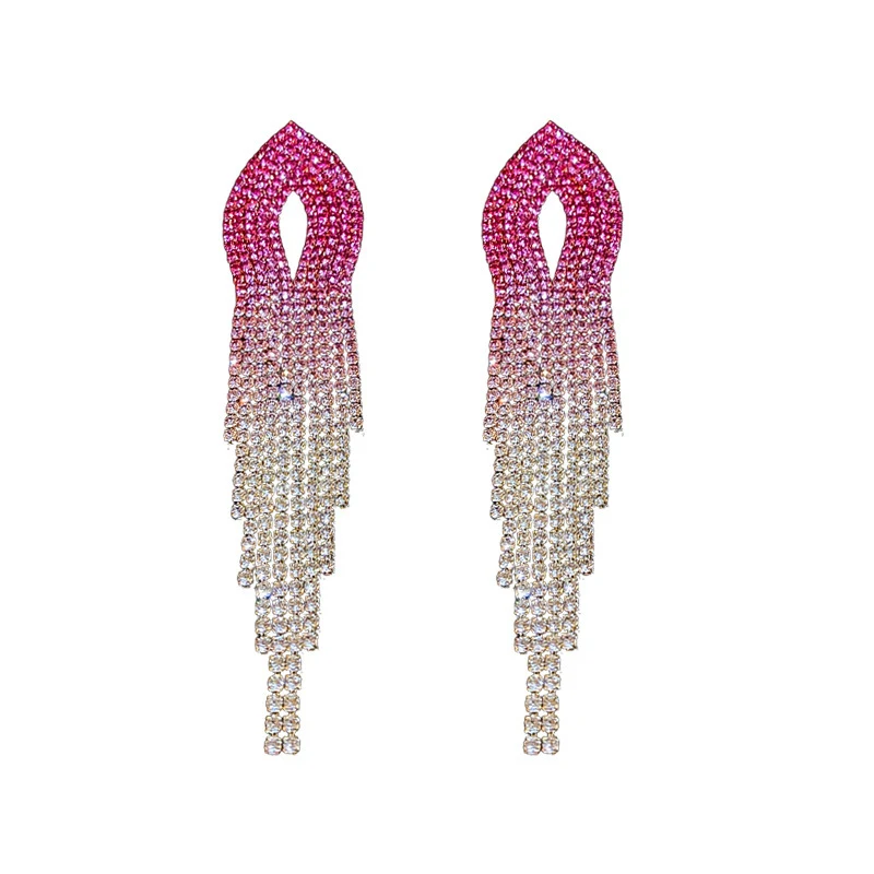 Brincos compridos de borla geométrica com strass prateados para mulheres. Adicione brilho e sofisticação ao seu visual. — foto 9