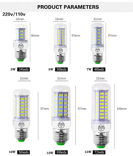 Title 7, Lâmpada LED com encaixe de rosca E27 e E14, ide...