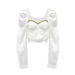 French Heart Machine Off-shoulder Top with Chain and Square Collar. Stylish and elegant, perfect for a night out or spec — photo 1