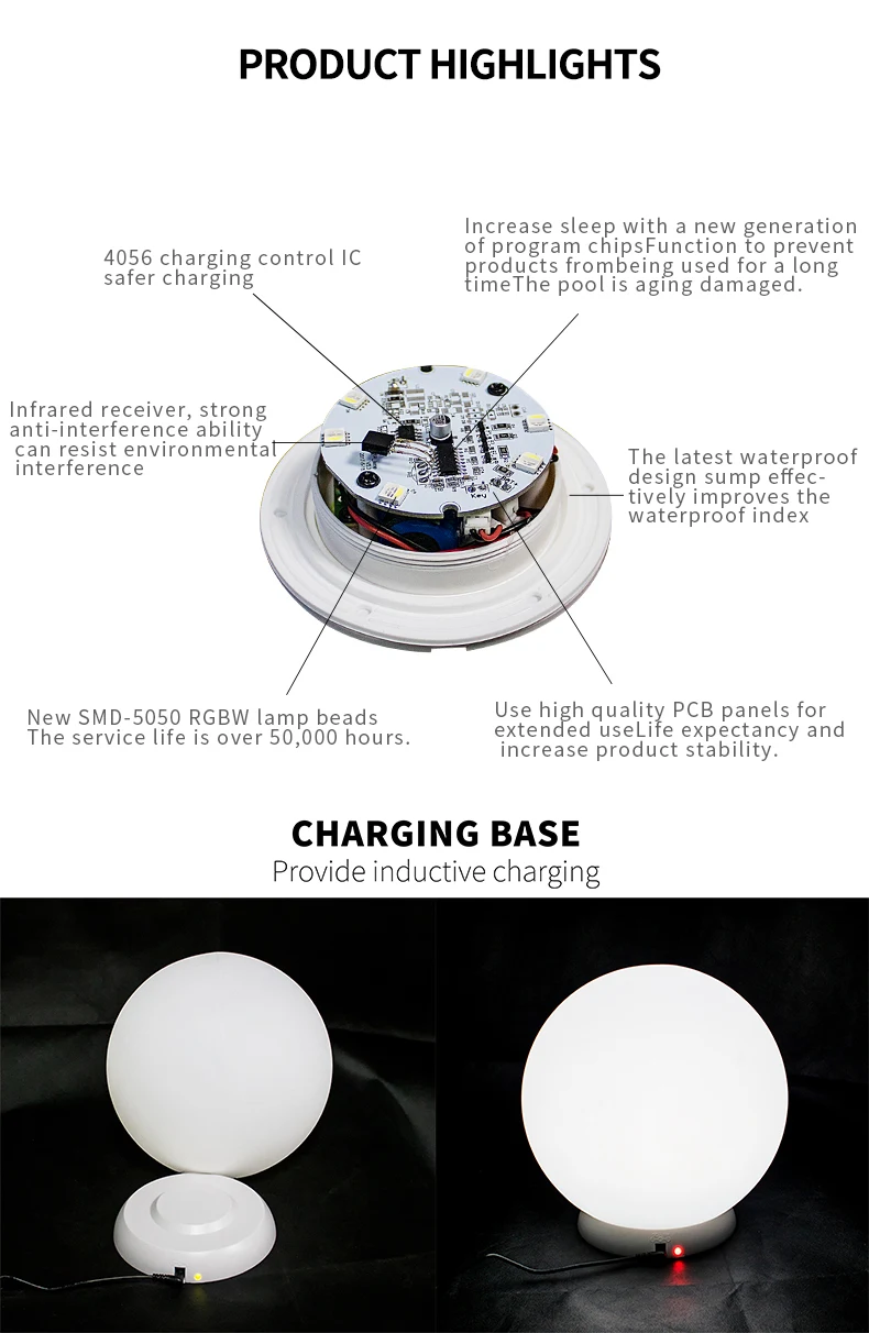 Lawn Lamp Floor Light with Remote Control, LED Luminous Ball, 16 Colors Outdoor Landscape Lamp. Illuminate your garden w — photo 3