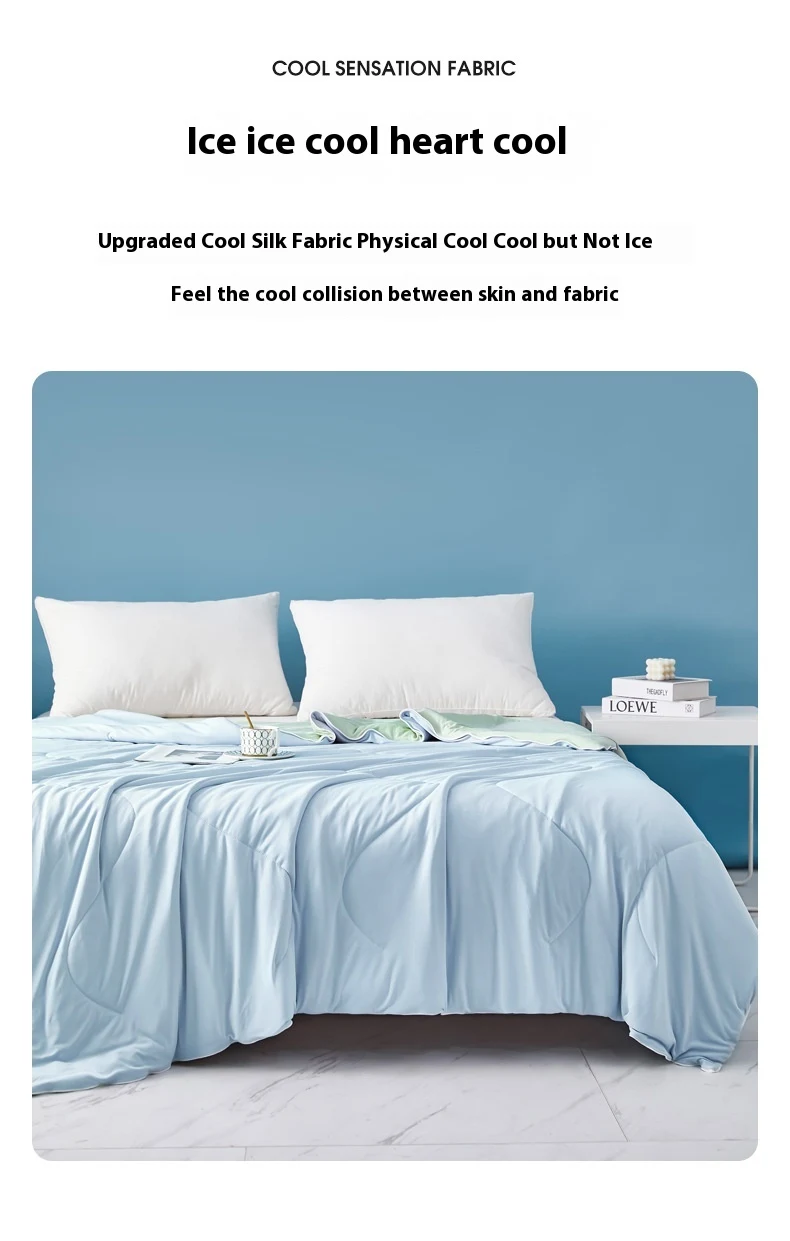 Pure Color Cool Silk Summer Blanket, Airy Cover, Single Double. Machine Washable Summer Quilt. Experience cool comfort o — photo 2