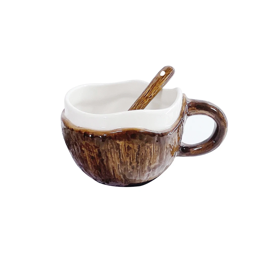 Vintage Hand-Pinching Irregular Ceramic Coconut Cup — photo 3