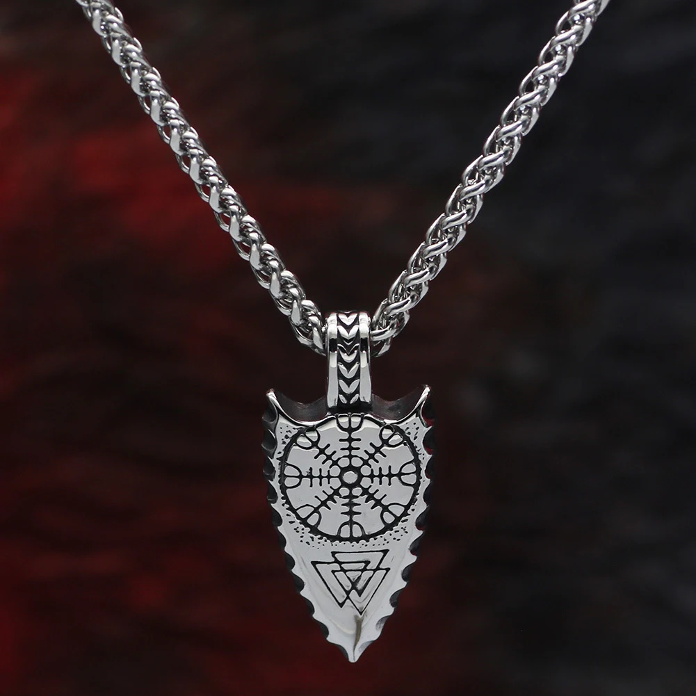 Colar Masculino Aço Inox Triângulo Floco de Neve Runas Flecha Personalidade Estiloso e Único Presente Moderno — foto 7
