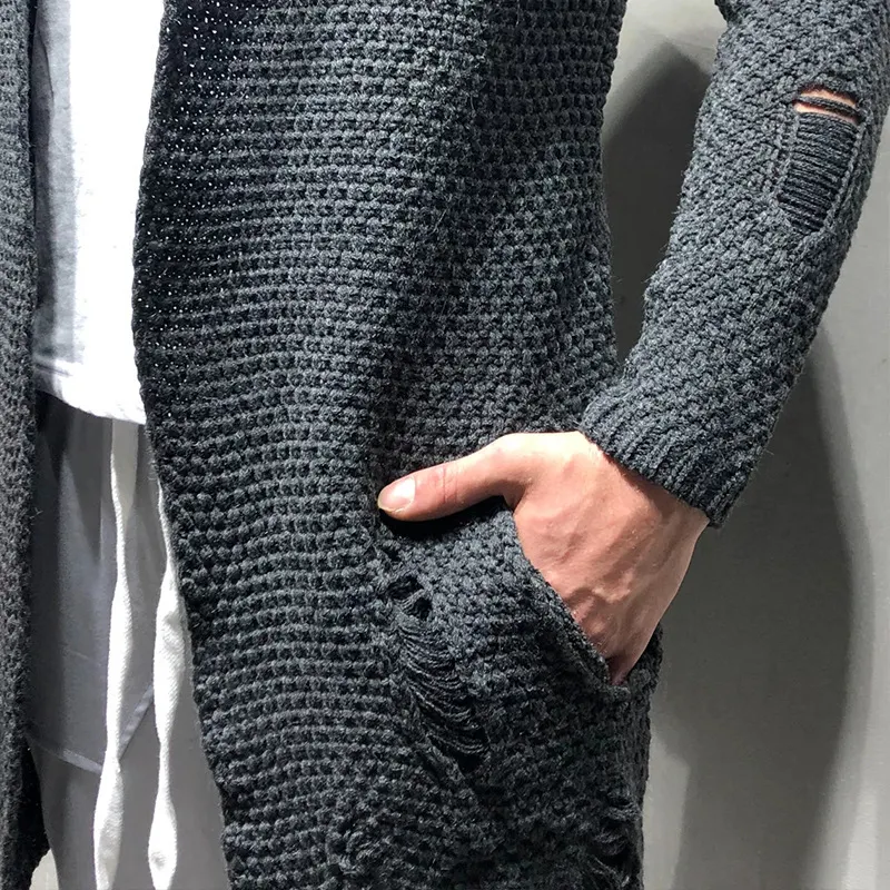 Autumn and Winter Men's Knit Cardigan with Sleeve Holes, Medium Length, Imported Style, Perfect for Layering and Keeping — photo 1