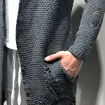 Autumn and Winter Men's Knit Cardigan with Sleeve Holes, Medium Length, Imported Style, Perfect for Layering and Keeping — photo 1