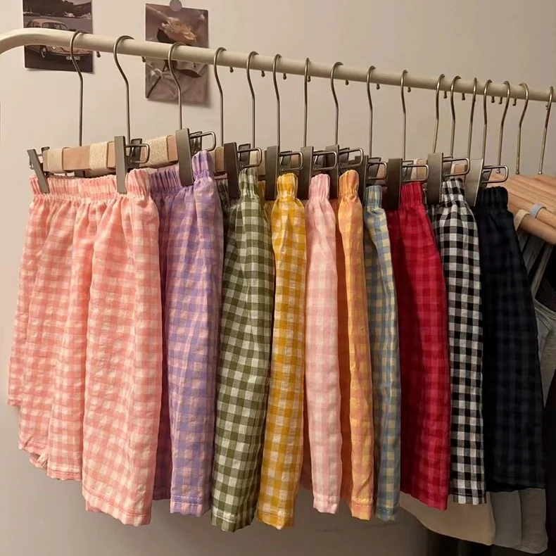 Ladies' New Korean Plaid Breathable Shorts perfect for summer. Comfortable, stylish, and breathable shorts for everyday — photo 1