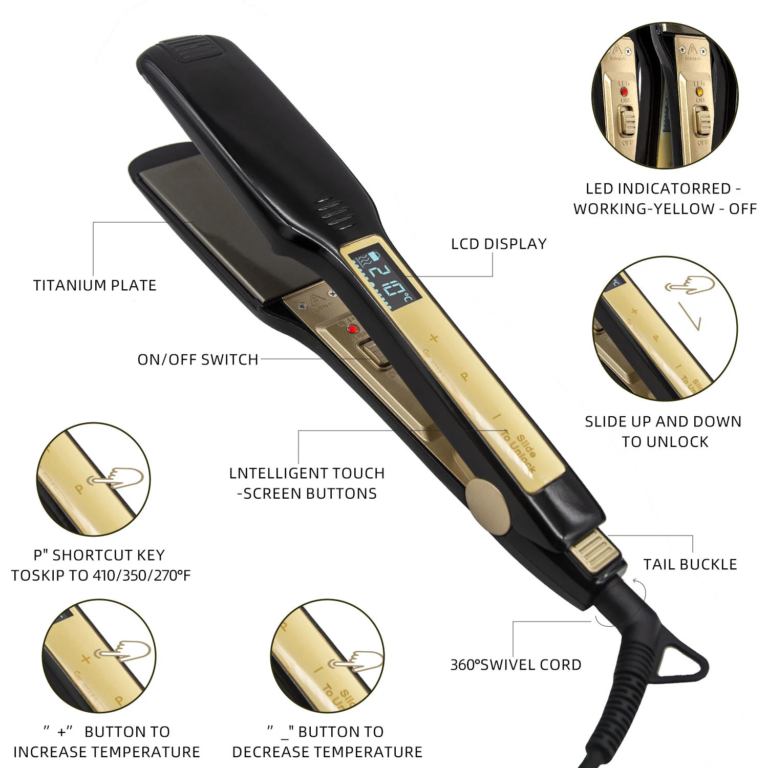 Touch Screen Hair Straightener for Hair Salons, Effortless Hair Styling, Precise Temperature Control, Achieve Profession — photo 4