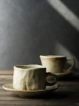 Japanese Retro Coffee Cup With Saucer Simple Ceramic Coffee Cup Handmade Art Cup Stoneware Breakfast Cup Afternoon Tea E — photo 3