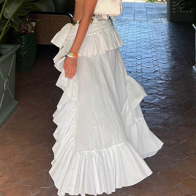 Vestido Longo Irregular com Babados Plissados Estilo Festa, design elegante e moderno para eventos especiais, realça a silhueta e oferece conforto. — foto 24