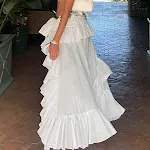 Vestido Longo Irregular com Babados Plissados Estilo Festa, design elegante e moderno para eventos especiais, realça a silhueta e oferece conforto. — foto 24