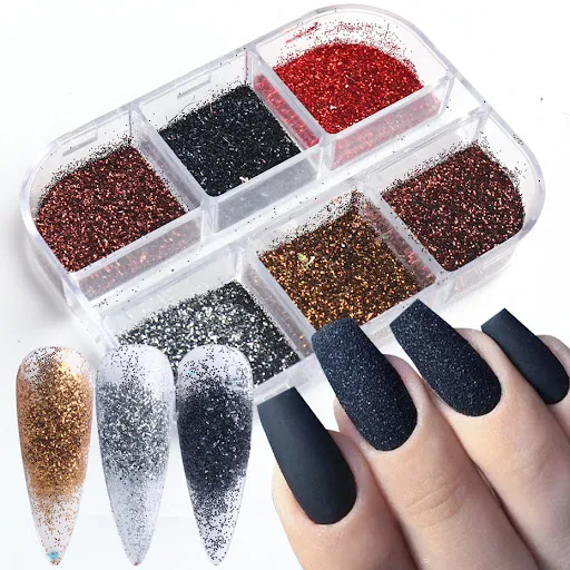 Title 7, Gold and Silver Laser Irregular Nail Glitter Se...