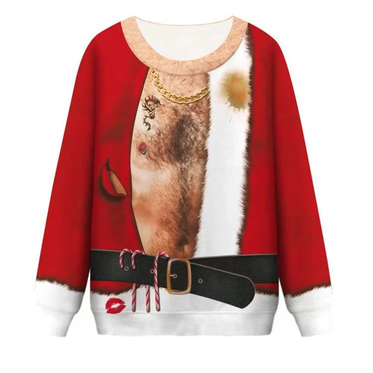 Suéter navideño de hombre con estampado digital 3D de cuello redondo, moda festiva y comodidad para celebrar la Navidad con estilo. — foto 5