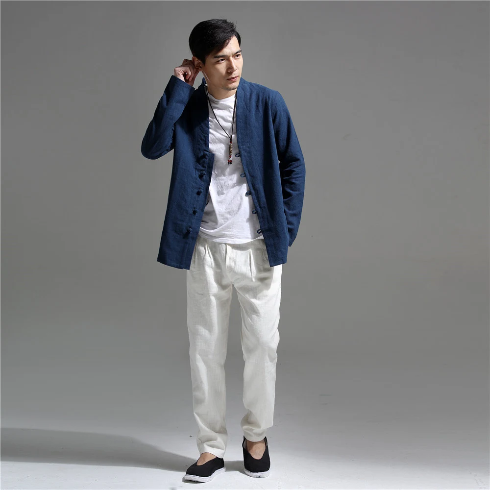 Asayou 19 new cotton and linen men's wear retro Chinese style national style men's shirt casual coat — photo 1