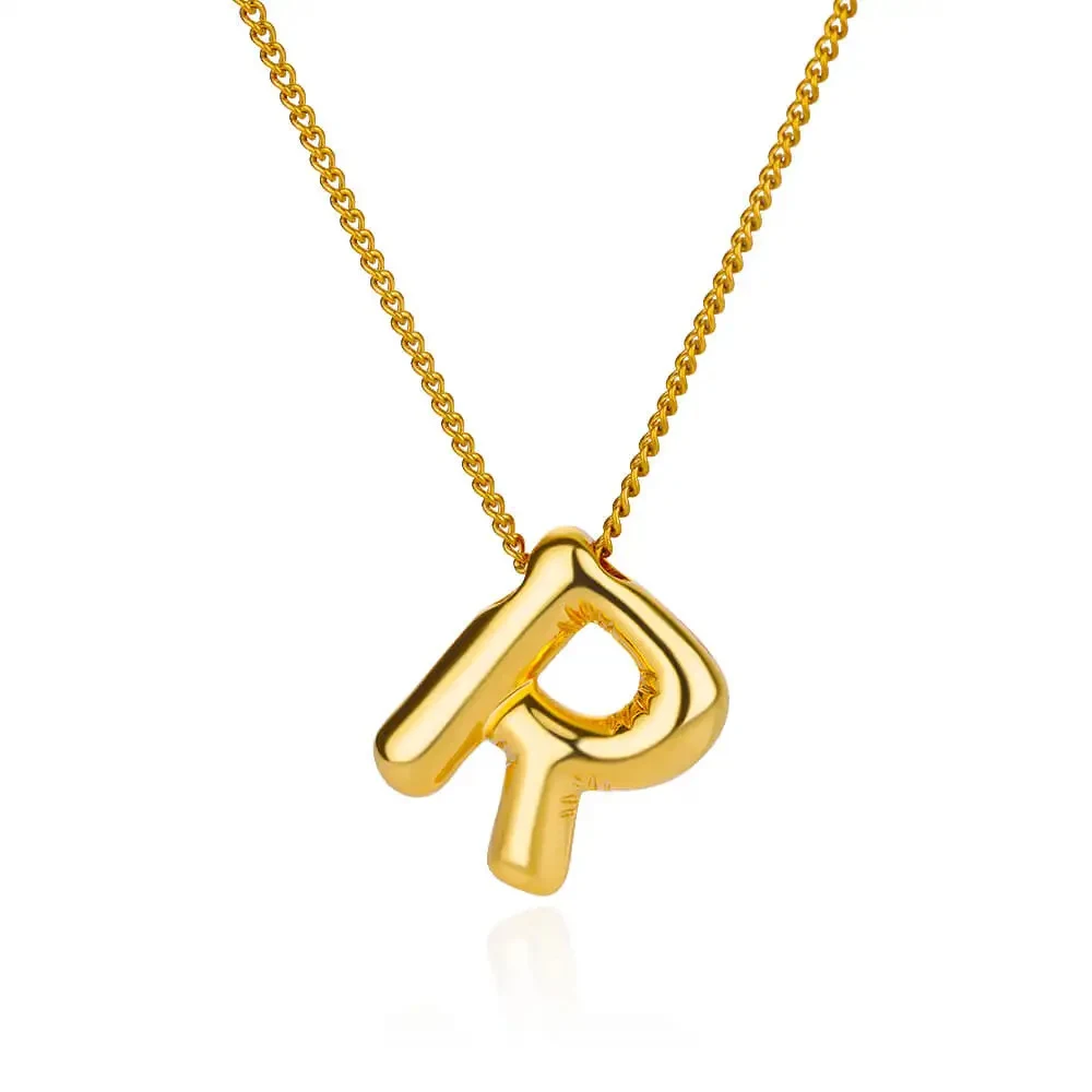 Colar de aço inoxidável 3D com 26 letras de balão. Personalize seu visual com este pingente elegante com iniciais, perfeito para presente. — foto 20