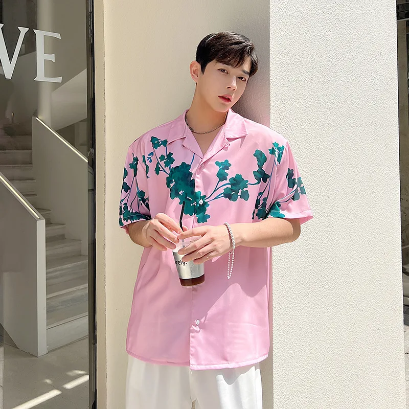 Heren zomer shirt met losse pasvorm, Cubaanse kraag en bloemenprint, korte mouwen, comfortabel en luchtig voor warme dagen. — foto 4