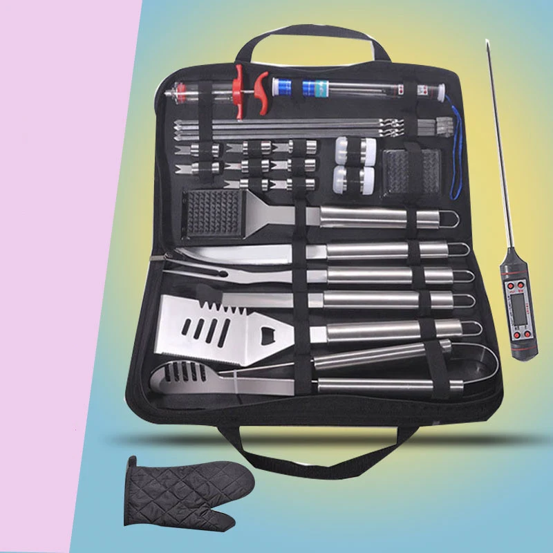 Kit de 25 peças de ferramentas para churrasco com bolsa, completo para grelhar com praticidade, preparar refeições saborosas e aproveitar momentos ao ar livre. — foto 5