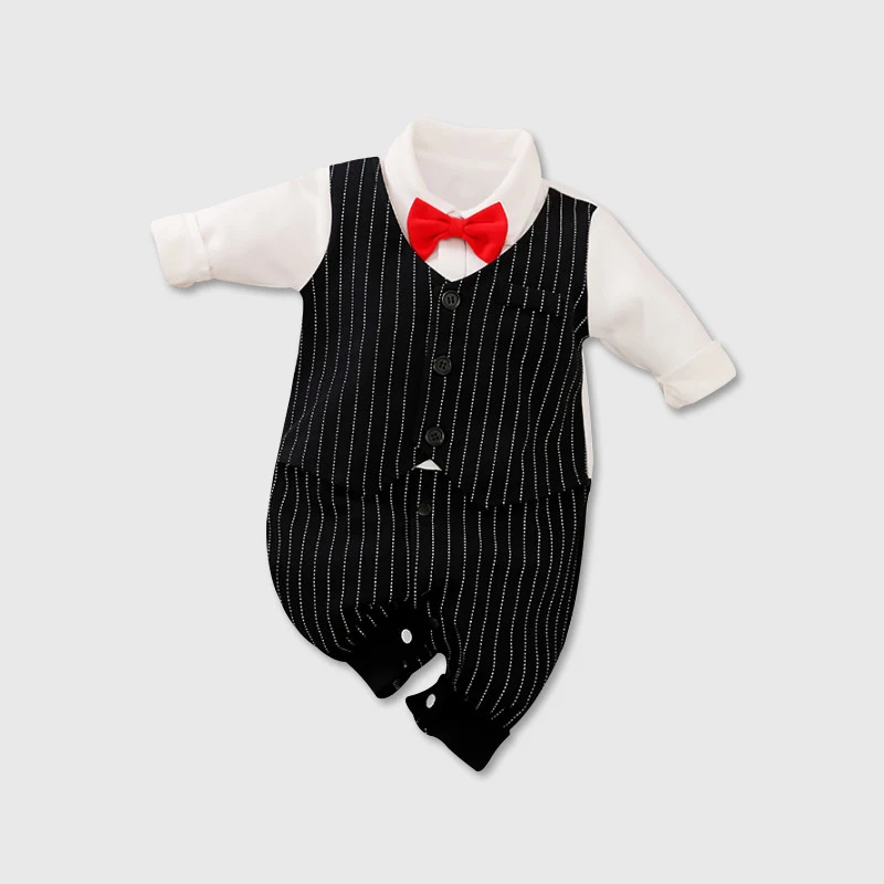 Macacão para Bebê Modelos Primavera e Outono Roupa de Bebê Cavalheiro Roupas de Bebê de Manga Longa Roupas de Bebê Comércio Exterior Conforto — foto 9