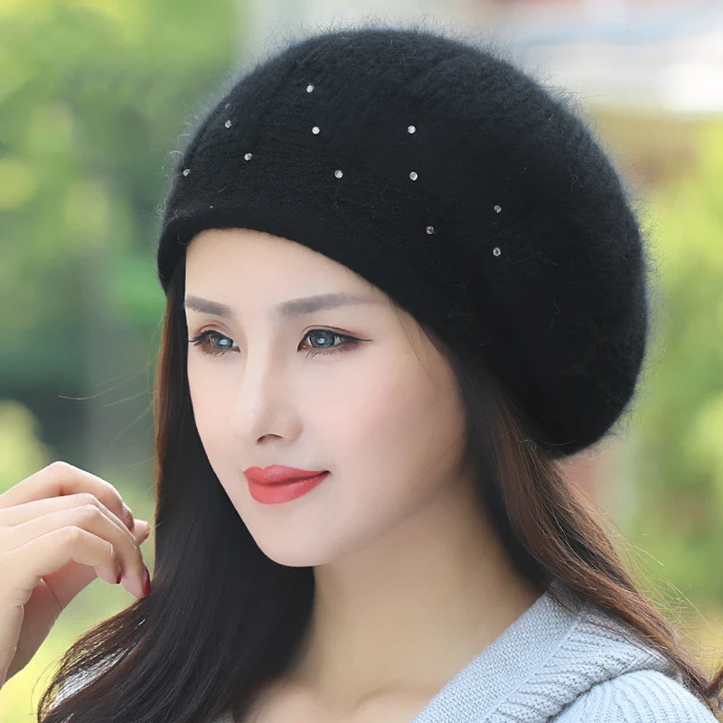 Title 3, Womens Trendy All Match Rabbit Fur Wool Hat
