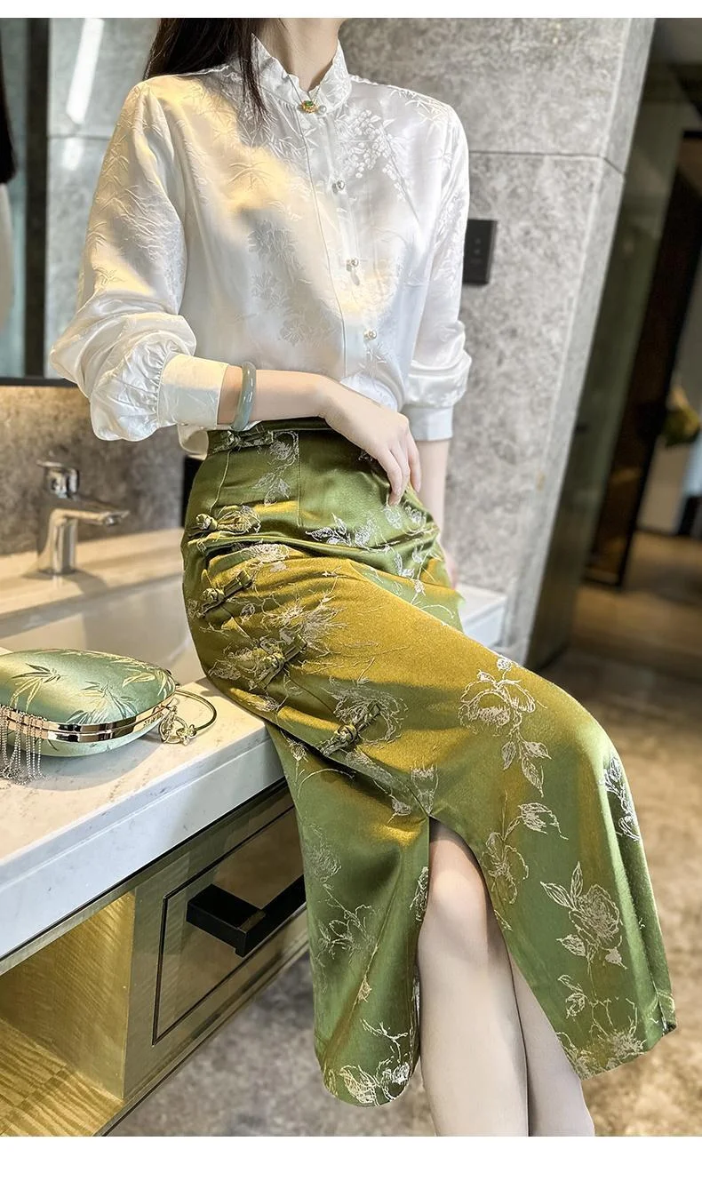 Title 4, Womens Casual Mid-waist Retro Vintage Green Sk...