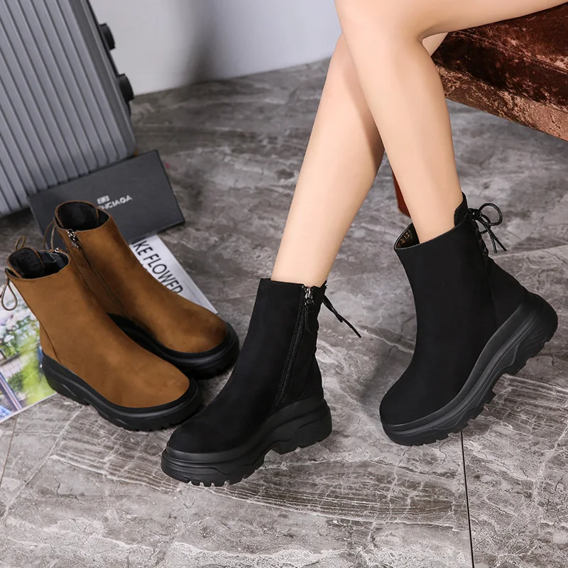 Title 4, Platform rear lace-up Martin boots for a bold s...