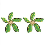 Brincos florais de liga com gotas de óleo, design com pontos que adicionam charme ao seu visual. Perfeitos para diversas ocasiões, um acessório elegante. — foto 6