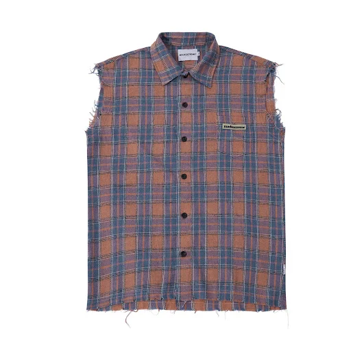 Title 10, Camicia casual con risvolto scozzese retrò da s...
