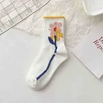 Calcetines Calcetines De Tubo Con Patrón De Dibujos Animados Grises Femeninos — foto 16