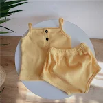 Baby Koreaanse zomer set, camisole en driehoek shorts, voor jongens en meisjes, tweedelig, Ins stijl, comfortabel en schattig. — foto 5