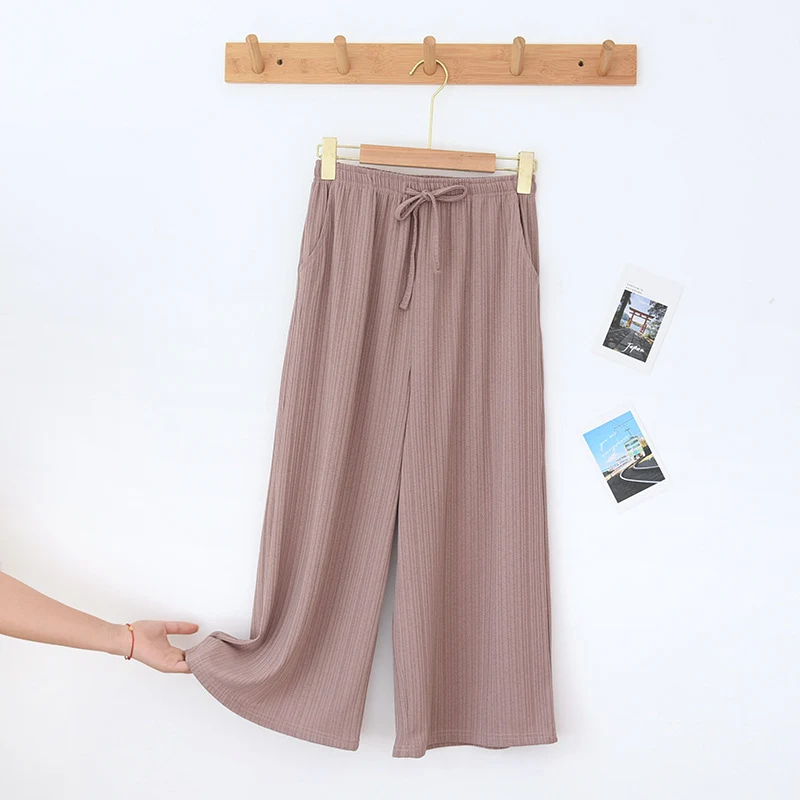 Thin Thread Women's Pajama Pants Polyester Fiber Living Seven Points for ultimate comfort, lightweight feel, and relaxin — photo 7
