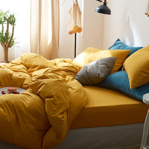 Title 4, All Cotton Pure Color Denim Four Piece Bedding ...