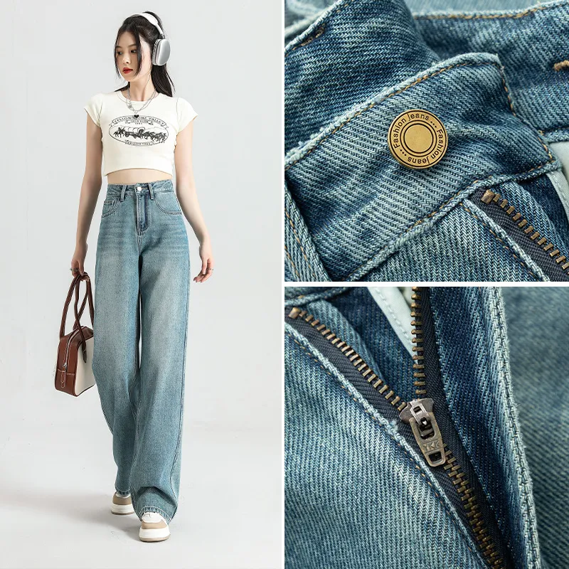 Jeans de mujer modernos con pernera ancha y estrecha, ideales para un look elegante y cómodo, realzando tu figura. — foto 5