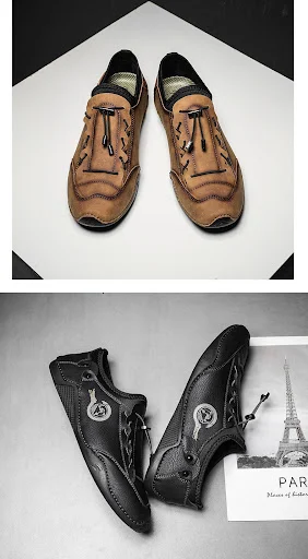Title 15, Mens Hand-stitched Casual Shoes Low-top Flats ...