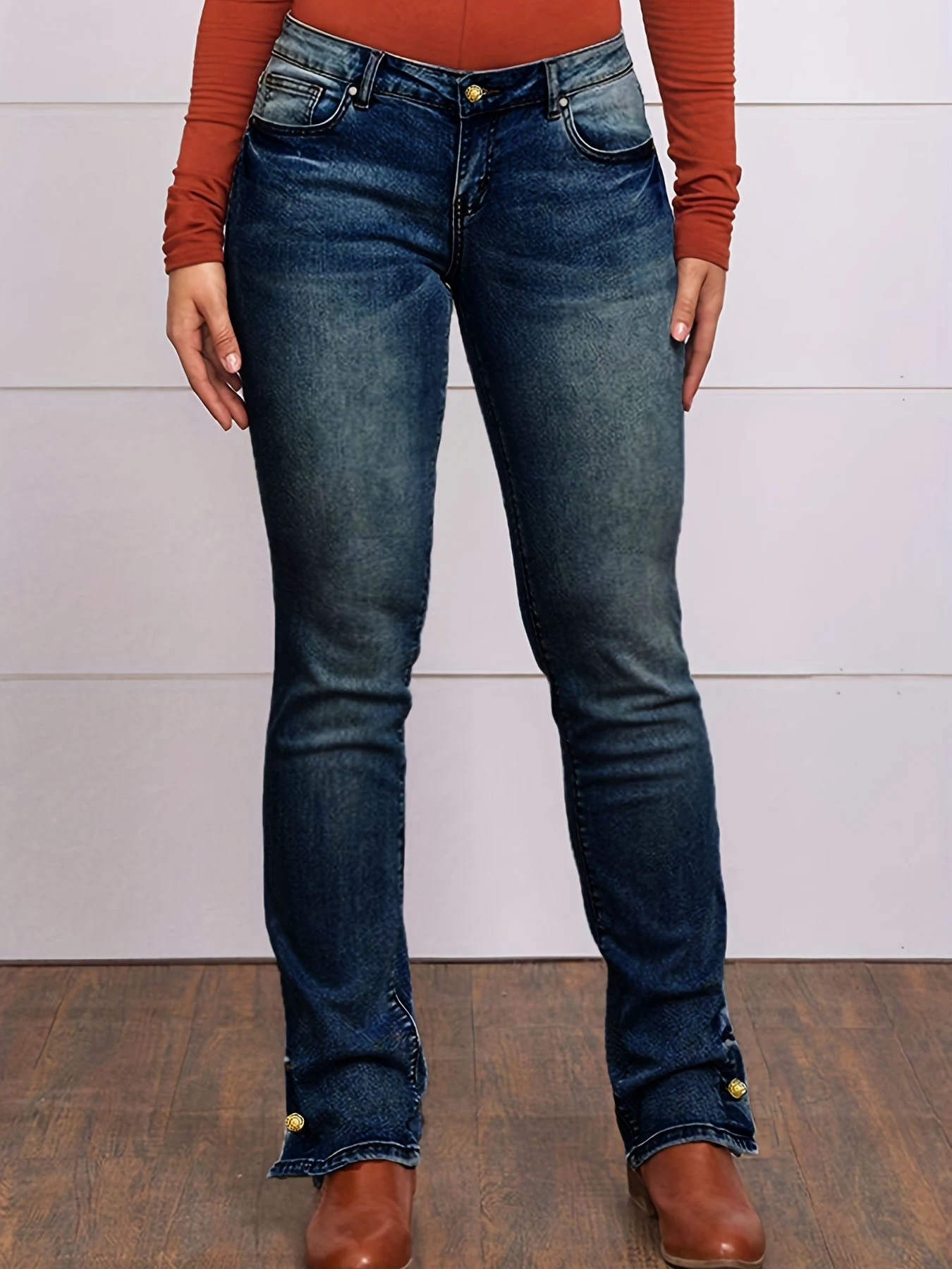 Title 2, Calças jeans bordadas casuais femininas. Confor...