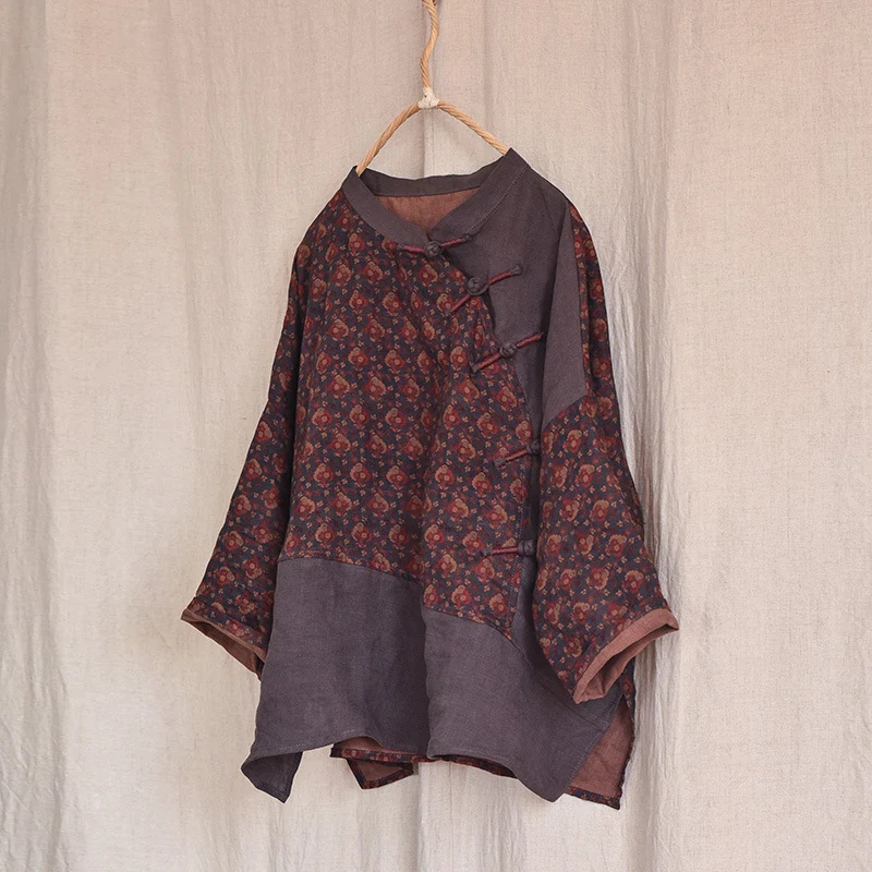 Blusa feminina em algodão e linho estilo artístico retro chinês, confortável e respirável, para um visual elegante e culturalmente autêntico. — foto 18