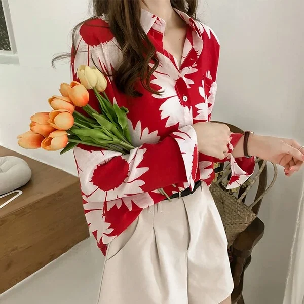Title 6, Womens large size printed shirt long-sleeved t...