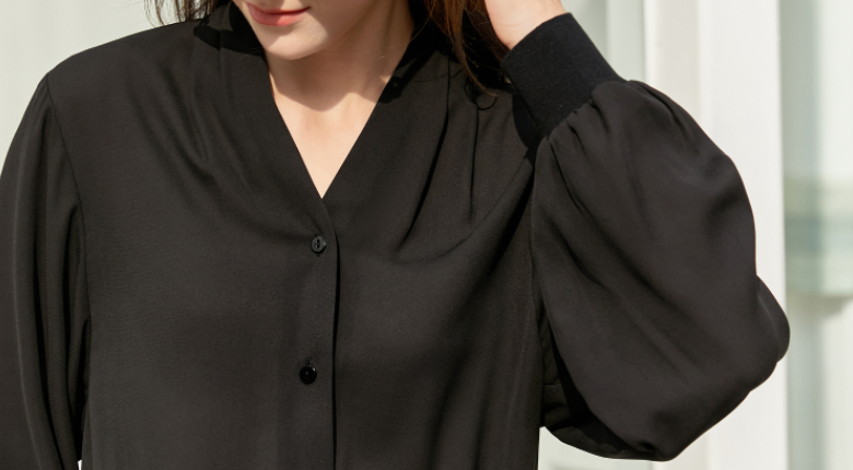 Title 6, Blusa de Chiffon Chic Top com mangas lanterna