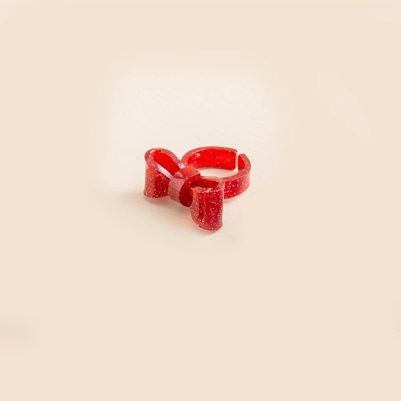 Anel de laço com cores doces, ajustável, fofo e doce. Um acessório adorável para adicionar um toque de charme ao seu visual. — foto 5
