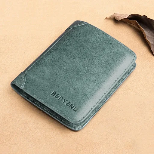 Title 5, Mens Short Matte Leather Tri-fold Vertical Wal...