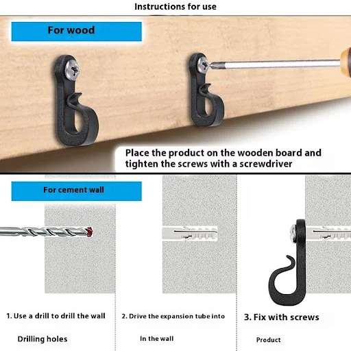 Title 3, Q-type Hook Black and White Plastic Lighting Ch...