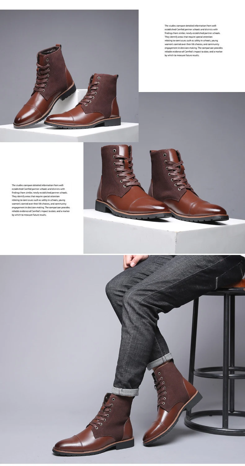 Title 21, Mens pointed warm Martin boots with velvet top...