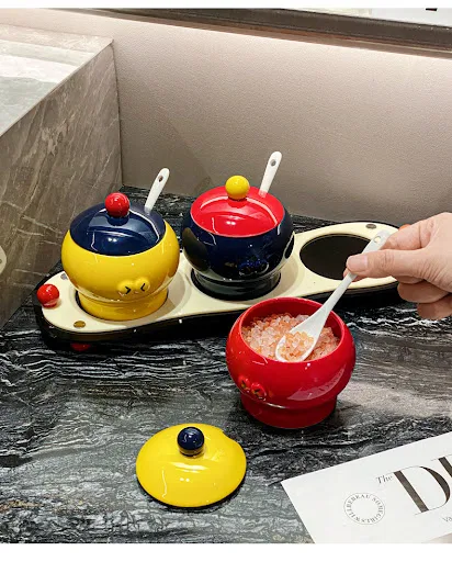 Title 3, Ceramic Household Cute Seasoning Jar With Lid, ...