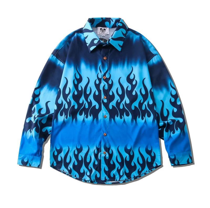 Title 6, Tie Dye Flame 3D Print Long Sleeve Shirt offers...