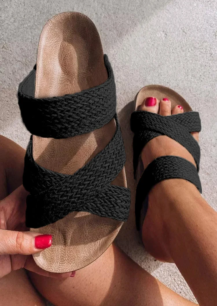 Sandali Donna Flat Platform Incrociati in Corda di Canapa Intrecciata, Tinta Unita, Perfetti per l'Estate. — foto 9